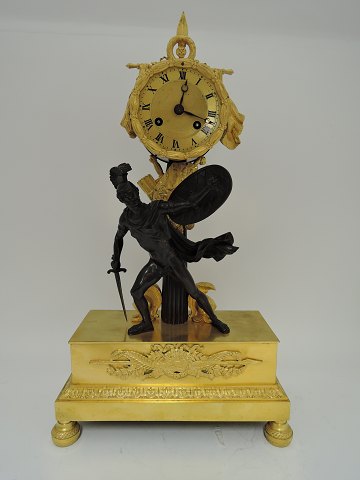 Bronze clock with warrior French 