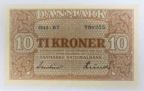 Dänemark. Banknote DKK 10, 1944 BT. Qualität 1+