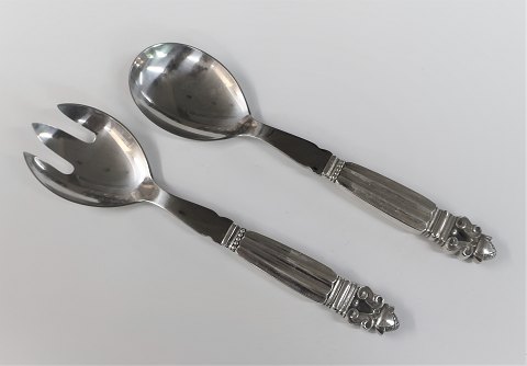 Georg Jensen. Silver cutlery (925). Akorn. Salad set. Length 19.5 cm.