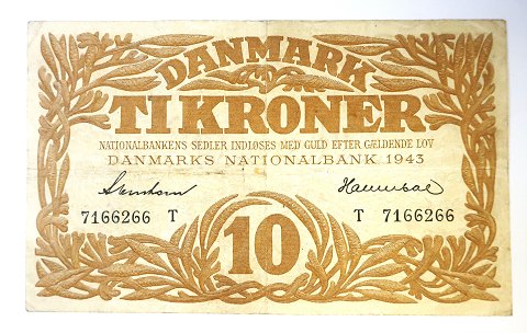 Denmark. Banknote 10 kr 1943 T