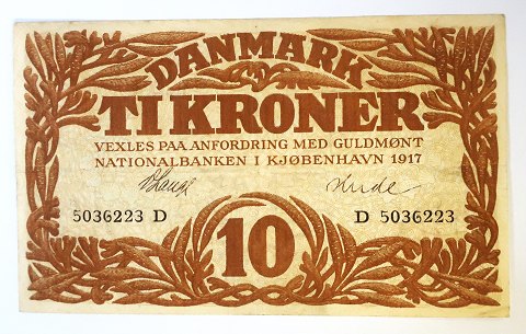 Denmark. Banknote 10 kr 1917 D