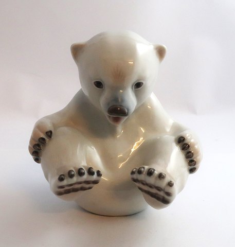 Royal Copenhagen. Porcelain figure. Sitting Polar Bear Cub. Model 536. Height 13 
cm. (1 quality)