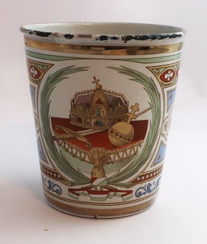 Hungarian coronation cup made of metal with enamel. Budapest 1896. For Tsar 
Nikolai II of Russia. Height 10.5 cm