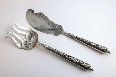 P. Ørsnes, Aalborg. Fish serving set. Length 28.5 cm. Produced 1902 and 1904