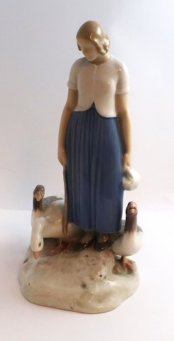 Bing & Gröndahl. Porcelain figurine. Goose girl. Model 2254. Height 24.5 cm. (2 
quality).