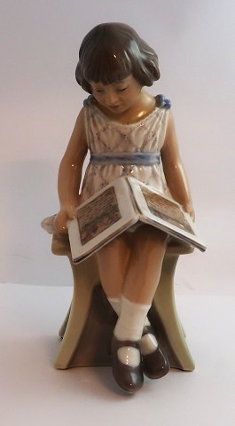 Dahl Jensen. Porcelain figurine. Girl with book. Model # 1107. Height 22 cm. (2 quality)