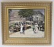 Bing & Grondahl. Porcelain painting. Motif by Paul Fischer. Höjbro Plads seen 
towards Amagertorv. Size inclusive frame, 41,5 * 35 cm. Produced 1750 pieces. 
This has number 180