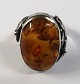 Sterling silver ring with amber (925). Ring size 57.