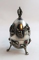 Russia. Silver egg with colored stones (84) 875. There is a red deer hidden 
under the lid. Height 10 cm. Produced 1878.