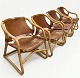 Nice bamboo Easy chairs with vintage cognac-colored leather from Horsnæs Møbler